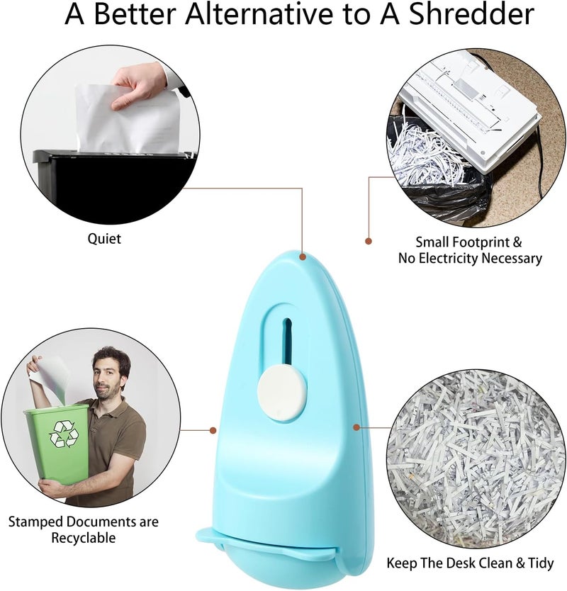 WEJOIN Wide Identity Theft Protection Roller Security Stamp 2Packs - Guard Your ID Well, Built-in Cutter & Unique Flip Cover, Compact Privacy Safety Tool for Document, Mail, etc. (BU/PU) - Image 3